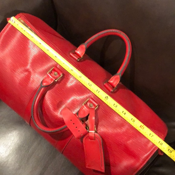 Vintage LOUIS VUITTON Red Epi Leather Keepall LV50 Boston Travel Shoulder Bag - Picture 16 of 17
